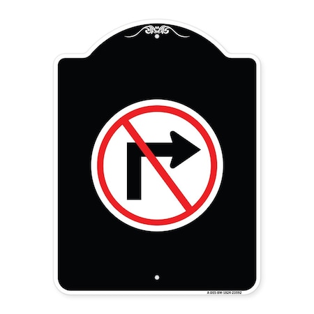 Signmission No Right Turn Graphic Only Heavy-Gauge Aluminum Architectural Sign, 24" x 18", BW-1824-23592 A-DES-BW-1824-23592